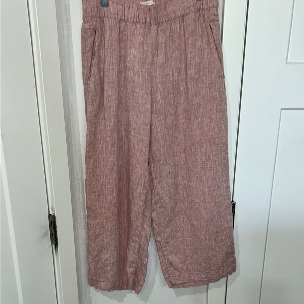 Cynthia Rowley linen women’s Pink Trouser slightly cropped. Summer breathable